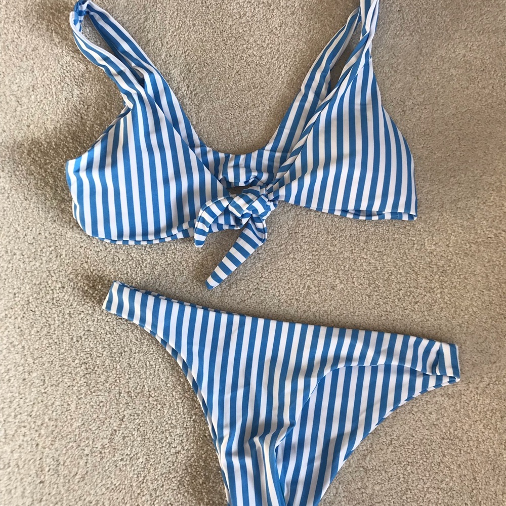 SheIn small blue and white striped swimsuit